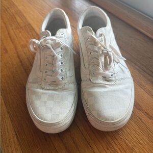 Vans White Checkered Sneakers